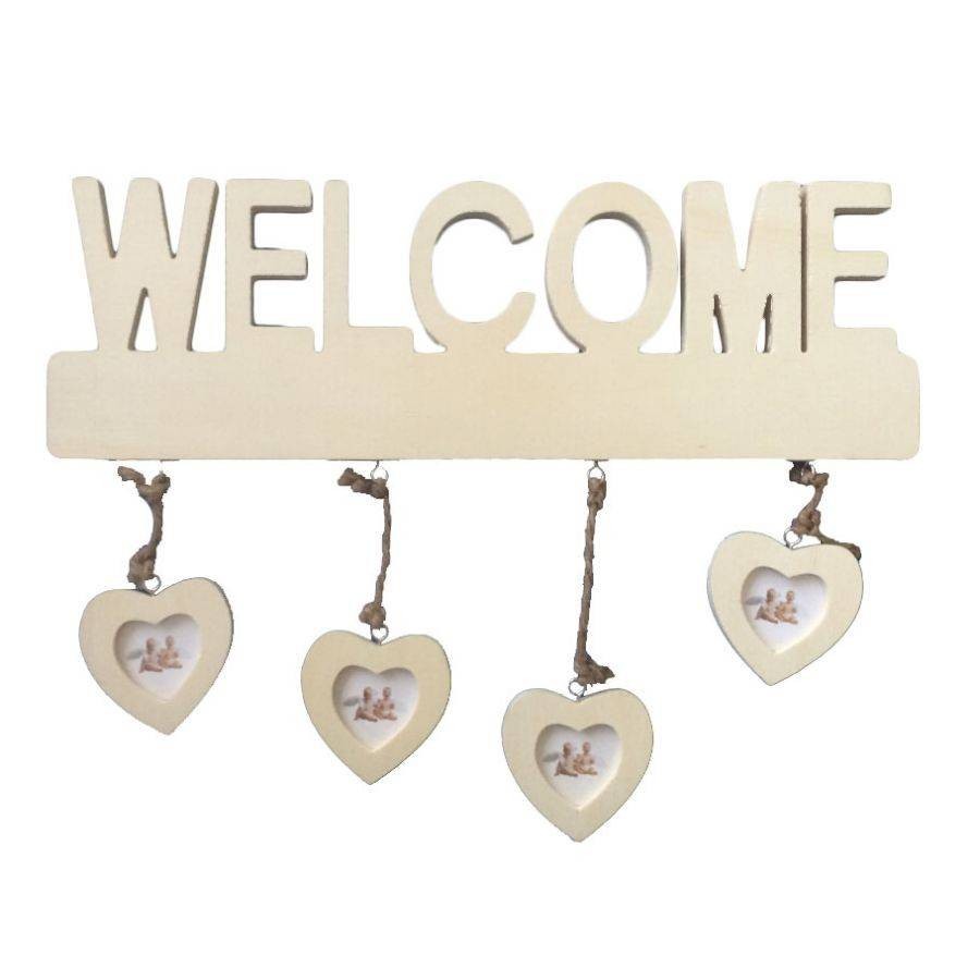 Portafoto a muro Welcome con cuori 40x35 Vacchetti