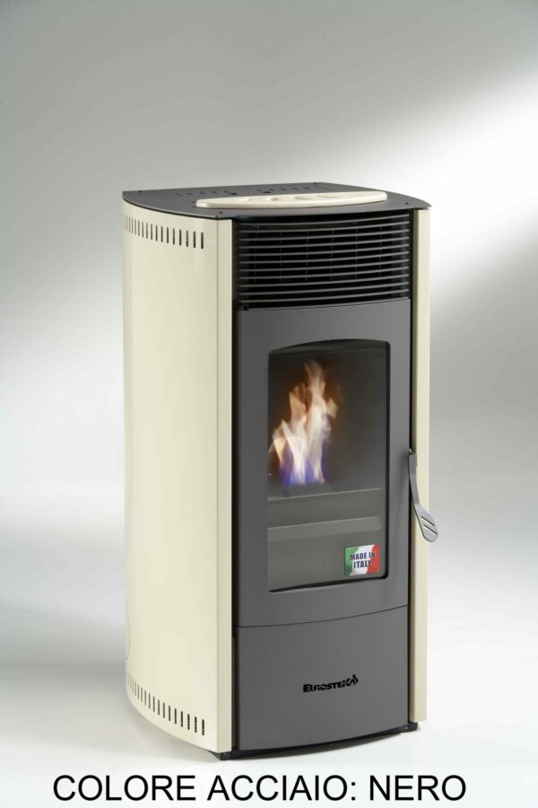 STUFA A PELLET mod. SCINTILLA 12 KW con rivestimento in ACCIAIO di colore NERO - MADE IN ITALY