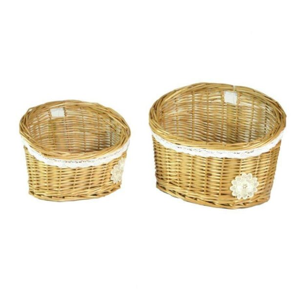 Cesta in vimini Lorraine con pizzo e fiore - set da 2