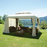 Gazebo rettangolare MOIA 3x4 in alluminio con tende laterali