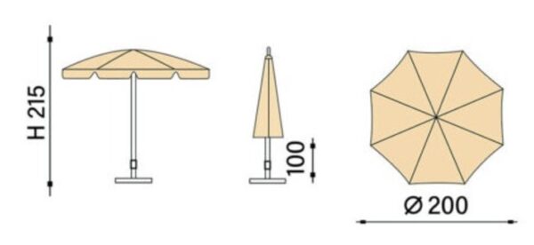Ombrellone palo centrale Borgo Made in Italy - diametro 200 cm