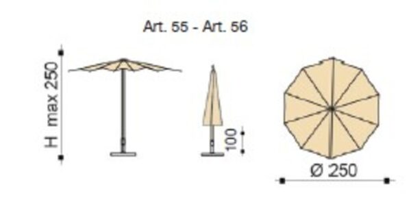 Ombrellone palo centrale Estrella Made in Italy - diametro 250 cm