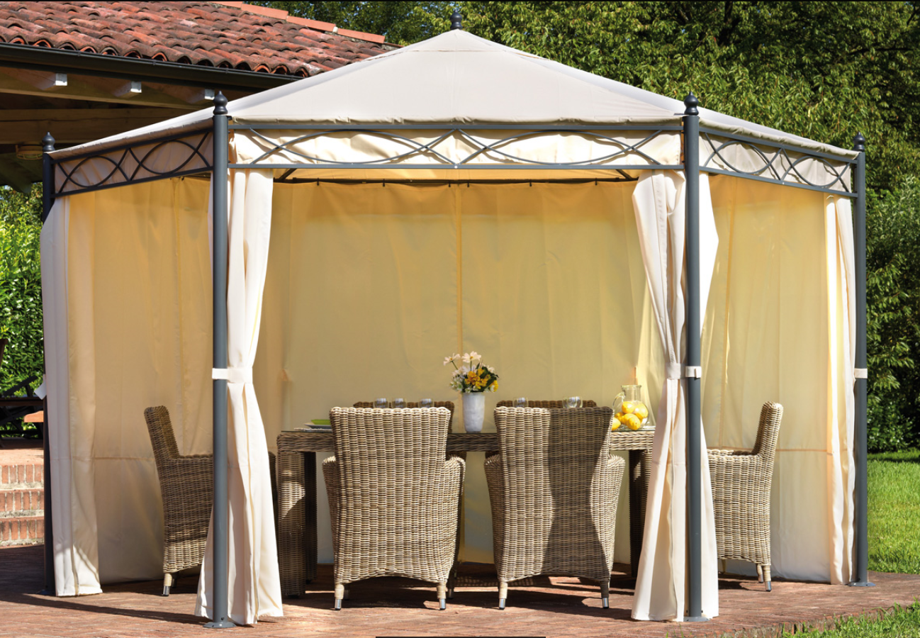 Gazebo esagonale MOIA da 4m in ferro epoxy antracite