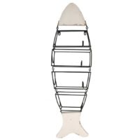 Portabottiglie mare metallo legno 4p bianco pesce cm26,7x10,8h97,8