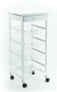 CARRELLO CUCINA CALGARY 4 CESTI MDF BIANCO 37X37X80 CM