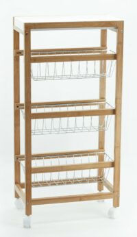 CARRELLO CUCINA TORONTO 3 CESTI MDF NAT/BCO FFI 40X22X83 CM