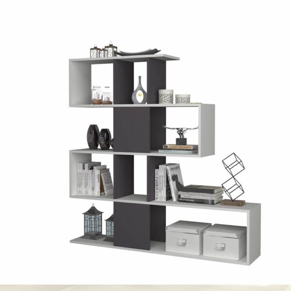 Libreria bifacciale Aktif 145x145x29 cm. bianco ghisa