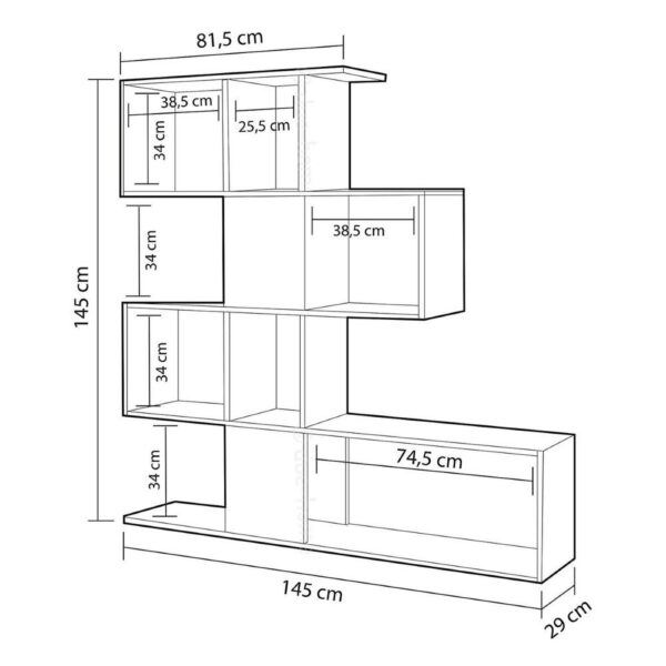 Libreria bifacciale Aktif 145x145x29 cm. bianco ghisa