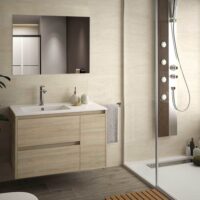 Mobile bagno sospeso Resia con specchio rovere 90x46x54 H