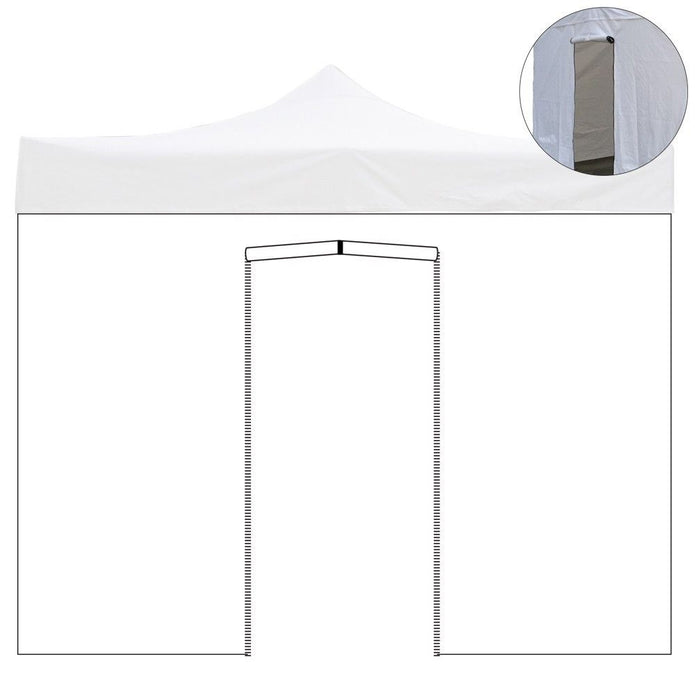 Telo laterale 6x2mt bianco impermeabile con porta avvolgibile per gazebo richiudibile 3x6mt