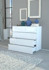 Comò Onda Kommode 4 Cassetti – 98x81,5x40 – Bianco Lucido