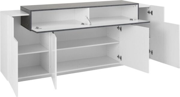 Credenza Coro Moderna 4 ante – Bianco Lucido e Report