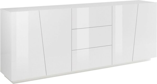 Credenza Vega 220 – 4 ante/3 cassetti – Bianco Lucido