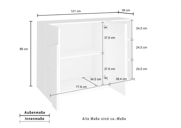 Mobile Multiuso Ping 120 – 3 ante – Bianco Lucido