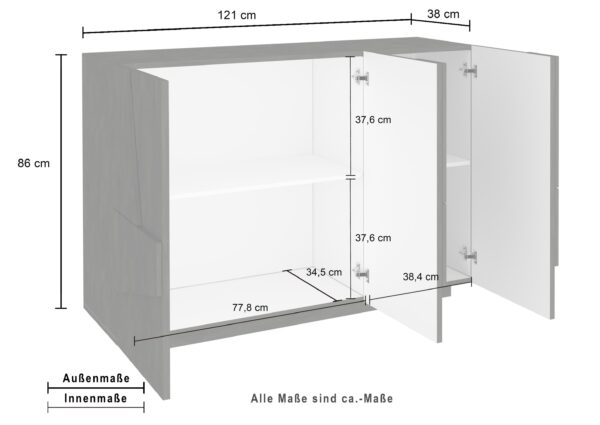 Mobile Multiuso Ping 120 – 2 ante/ 3 vani – Bianco Lucido