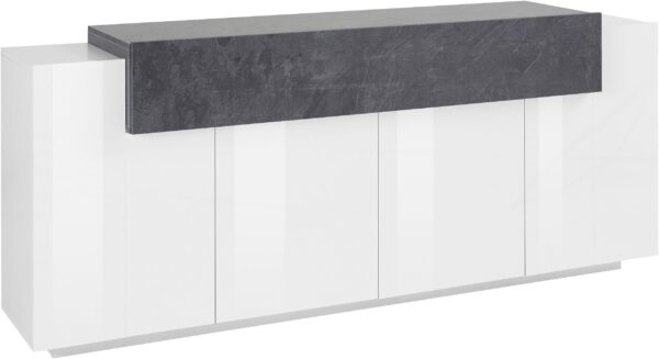 Credenza Coro Moderna 4 ante – Bianco Lucido e Report