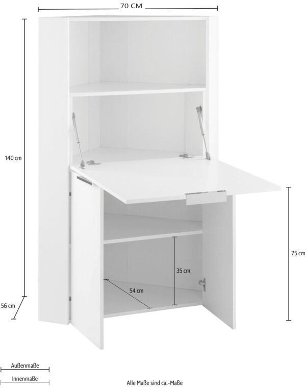 Scrivania ad angolo Dalia – Richiudibile – 70x140x57 – Bianco Lucido