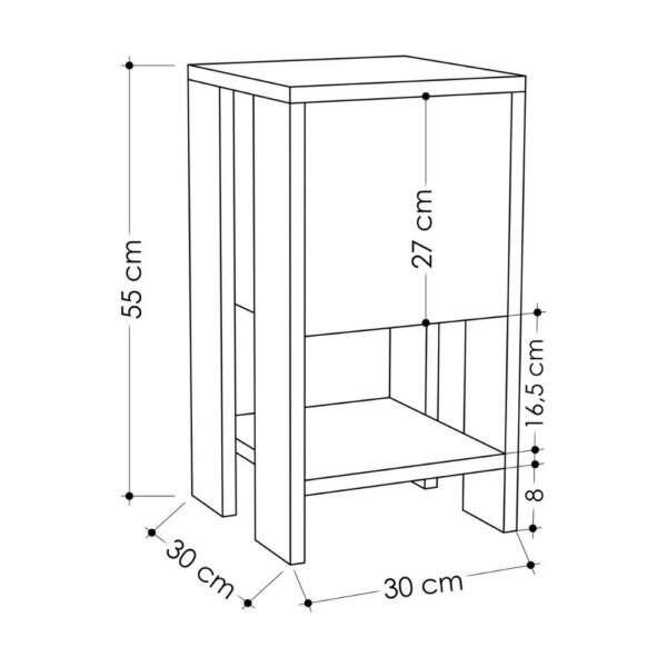 Comodino Ema anta ribalta colore bianco tortora 30x30x55h