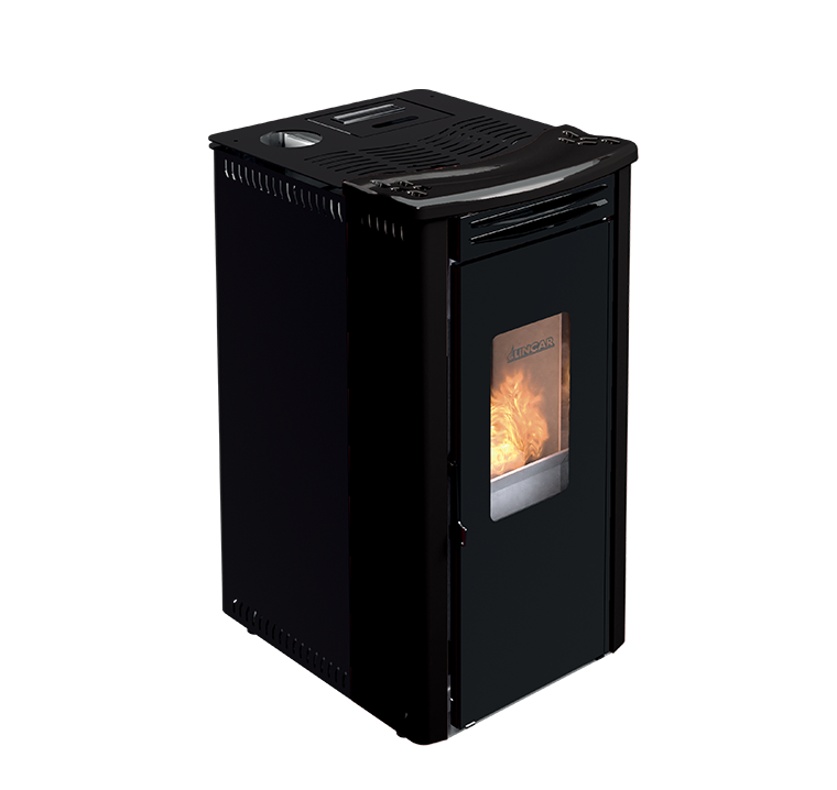 Orione stufa a pellet ventilata 9,1 kw nero lucido Lincar