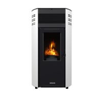 Erica stufa a pellet canalizzata 10,8kw in acciaio e ghisa bianco Lincar