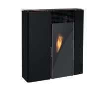 Stufa a pellet Flat 501 slim canalizzata 11,1kw in acciaio nero Lincar