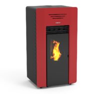 Windy stufa a pellet canalizzata 13,2kw in acciaio rosso Lincar