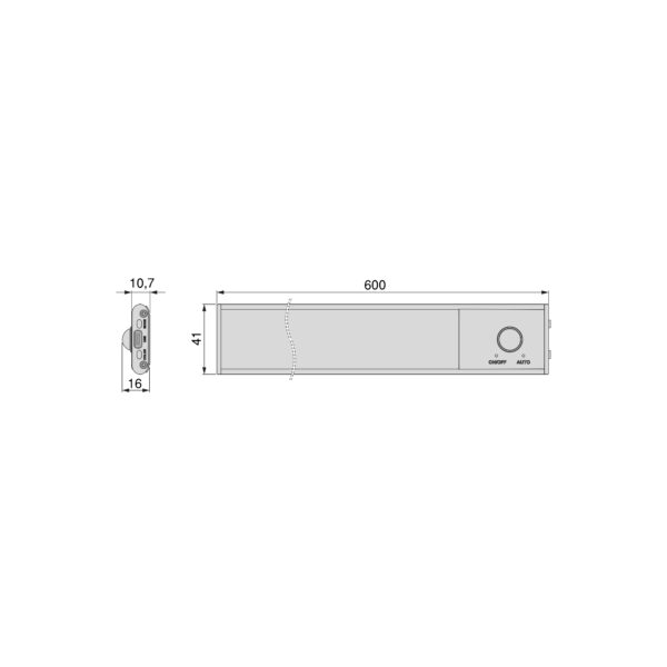 Luminaria LED Kaus ricaricabile tramite usb e con sensore di movimento, L 600 mm, Anodizzato opaco, Plastica e alluminio