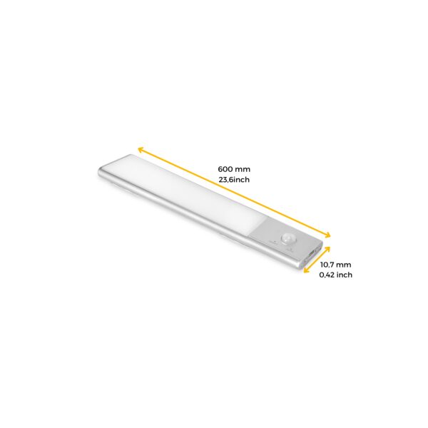 Luminaria LED Kaus ricaricabile tramite usb e con sensore di movimento, L 600 mm, Anodizzato opaco, Plastica e alluminio