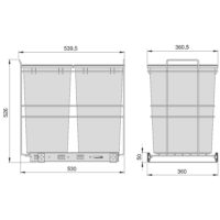 Pattumiera per differenziata Recycle da cucina, 2 x 35 L, fissaggio sul fondo ed estrazione manuale