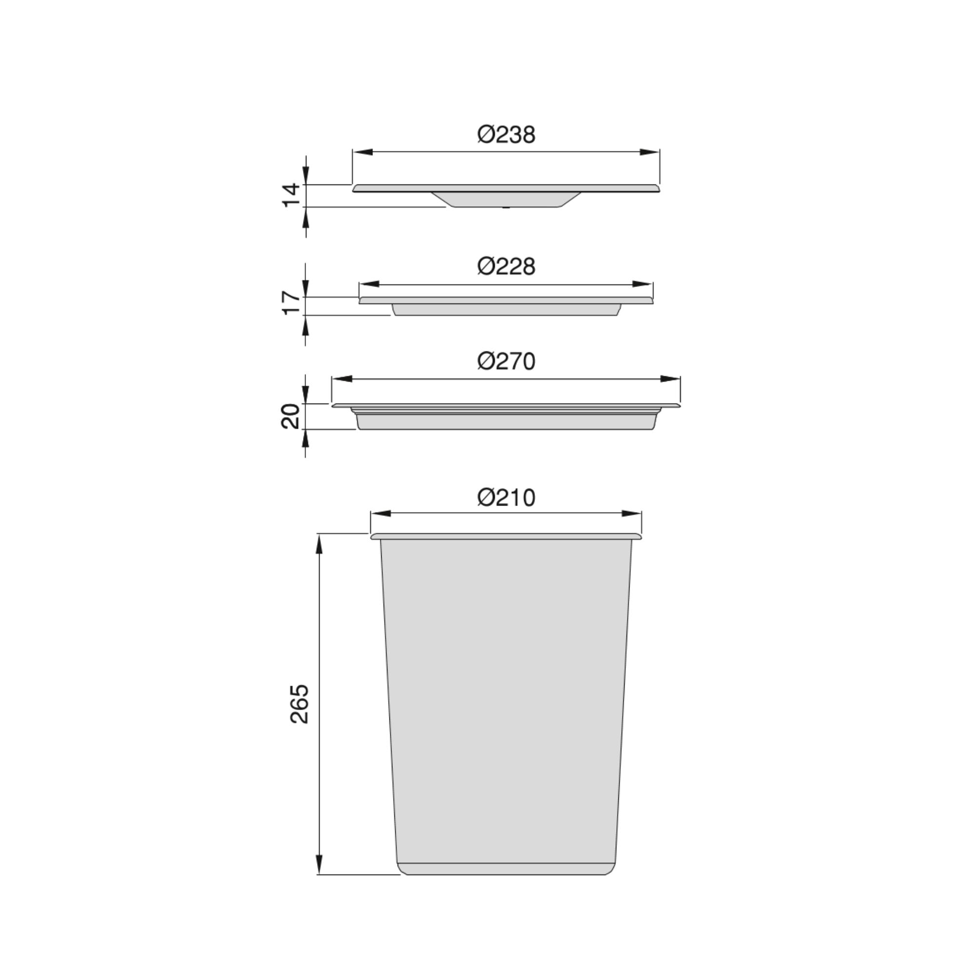 Pattumiera da incasso Recycle per piano cucina, 7 litri, Acciaio inossidabile.