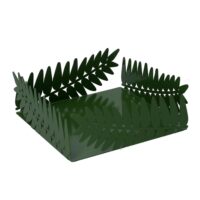 Portatovaglioli metallo foglia alloro verde scuro rettangolare cm16,5x16,5h6,5