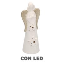 Angelo ceramica bianco oro con led ø10,5h27,5