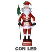 Babbo natale metallo led rosso cm 40x30h135