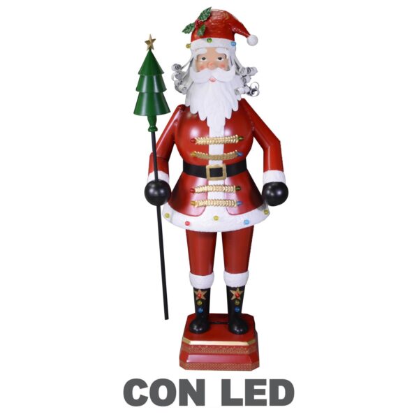 Babbo natale metallo led rosso cm 40x30h135