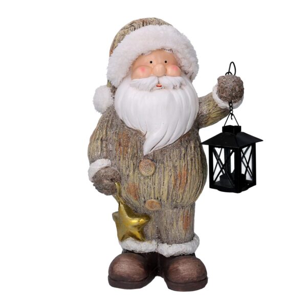 Babbo natale resina con lanterna grigiocm25,5x17h44