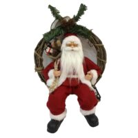 Babbo natale tessuto su ghirlanda rossocm23,5x13,5h30