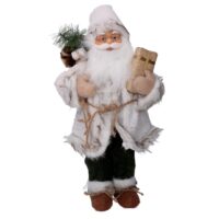 Babbo natale tessuto con regali verde bianco cm 30x17,5h60