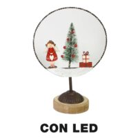 Decorazione metallo led con albero rosso cm 20x11h30