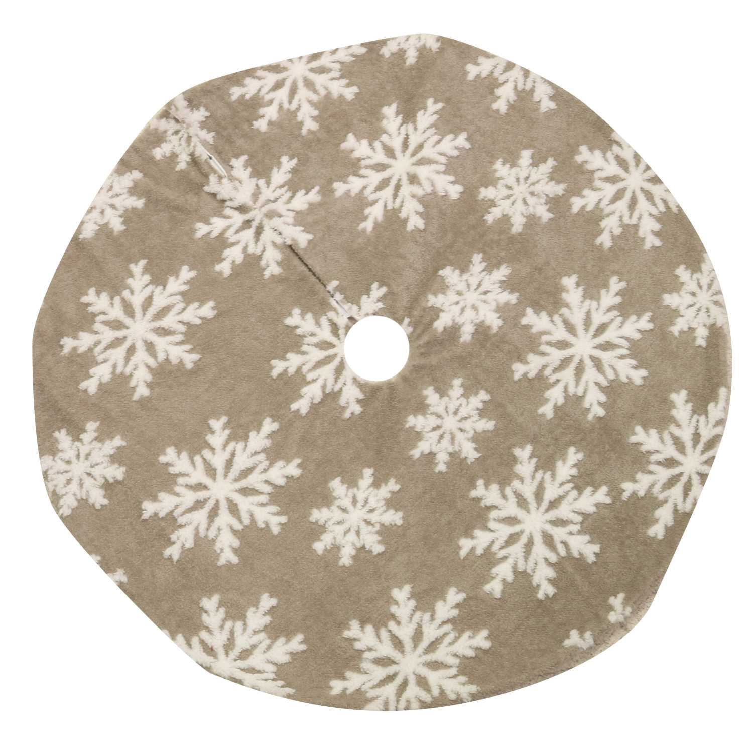 Copribase tessuto albero fiocchi di neve beige cm ø107h1