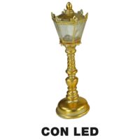 Lampione resina led oro cm 13x12,5h41,5