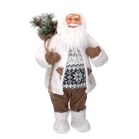 Babbo natale tessuto con led bianco e marrone cmh60