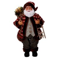 Babbo natale tessuto marrone e rosso con slittino cmh60