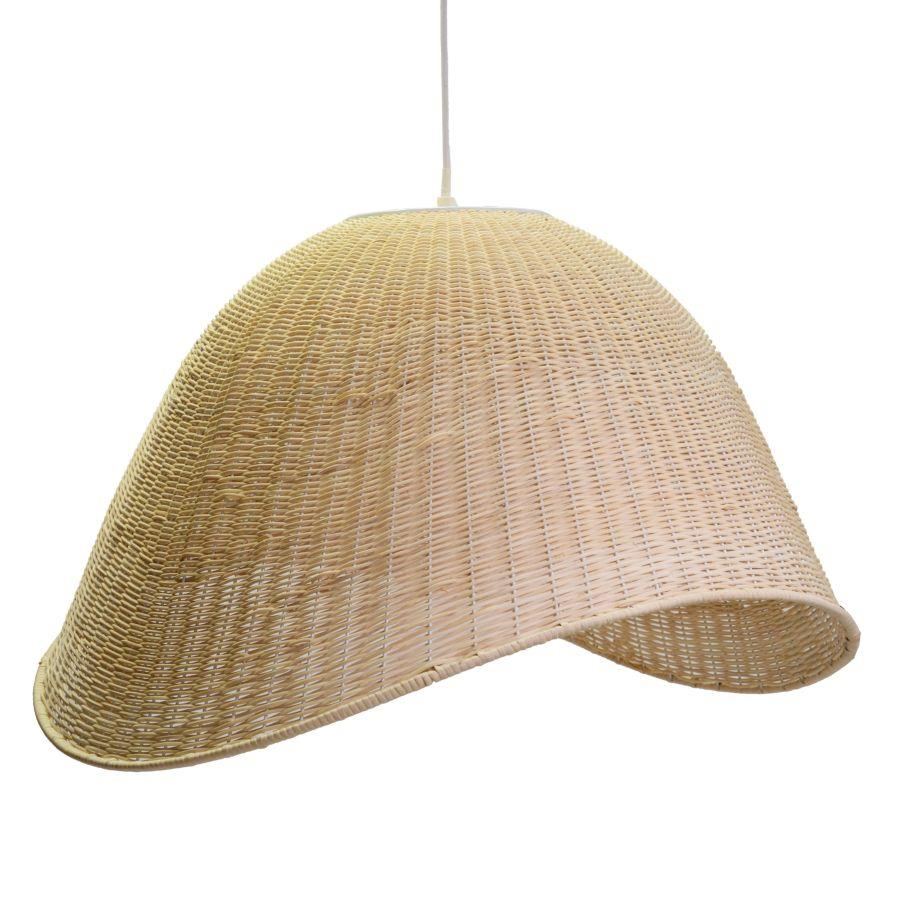 Lampadario rattan sbiancato con attaccocm62,5x53,5h40