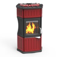 Stufa a legna Monella 184 N esagonale in ceramica e ghisa rosso 10.6kW