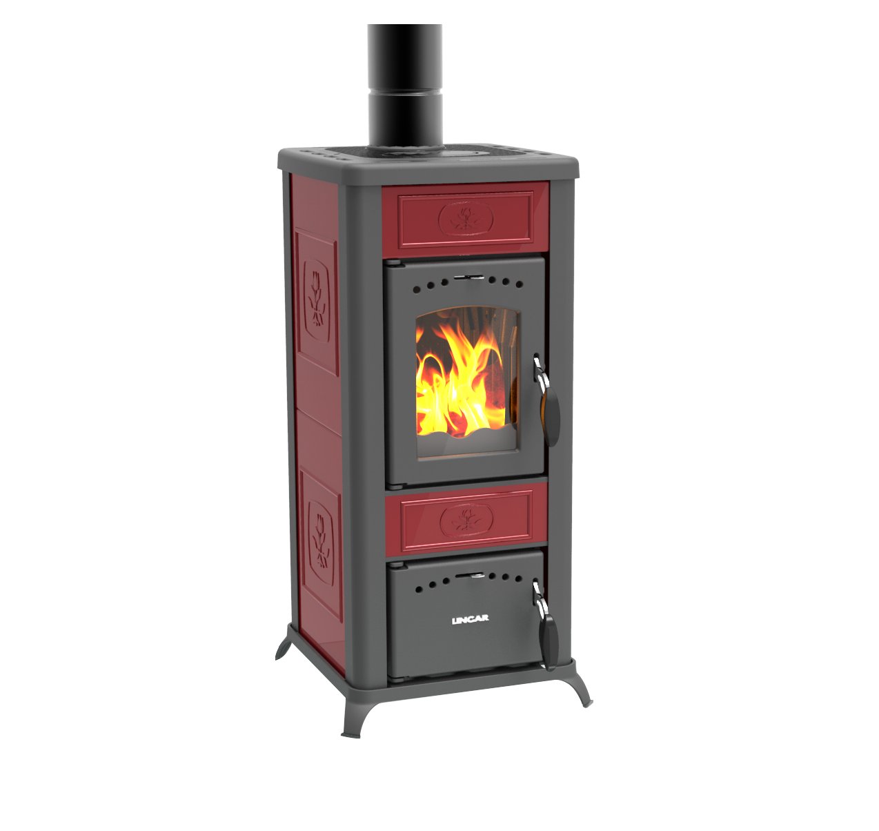 Alice 480 AZ stufa a legna in ceramica e ghisa rosso 6.5kW