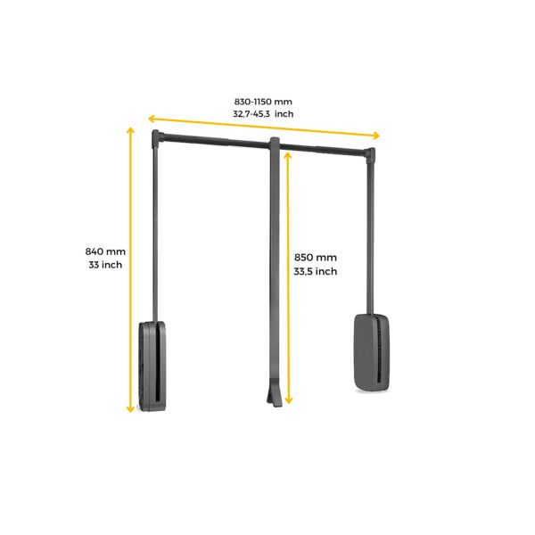 Appendiabiti per armadio Sling, 830 - 1150, Titanio, Acciaio e Tecnoplastica.