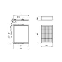 Kit cestello in filo metallico e telaio con guide a chiusura morbida per armadi, regolabile, modulo 600mm, Grigio pietra