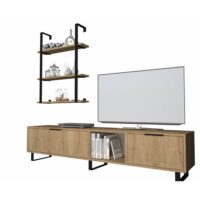 Parete attrezzata Zenon 180 cm. porta tv e libreria rovere