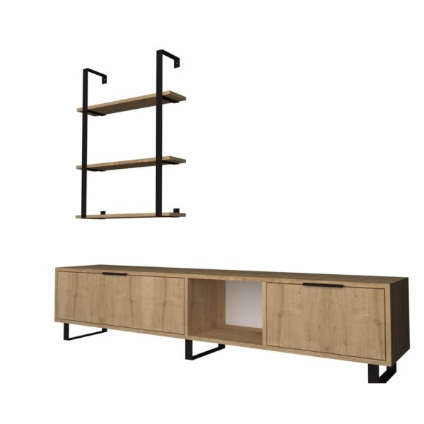 Parete attrezzata Zenon 180 cm. porta tv e libreria rovere