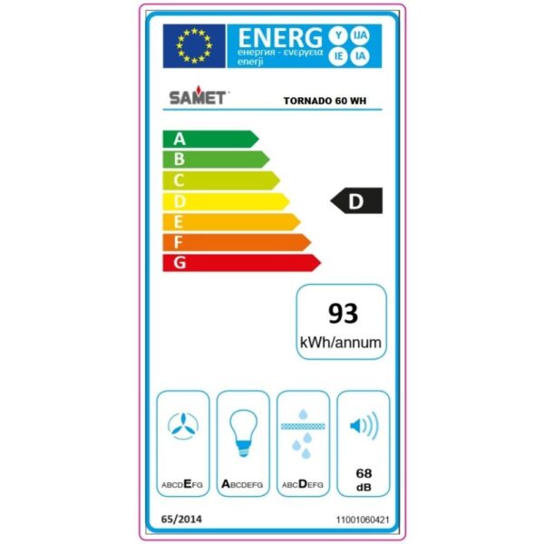 Samet Gruppo cappa sottopensile potenza aspirante 280 m3/h Tornado 60 bianco